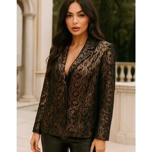 NWT Erin London Mobwife Metallic Foil Animal Print Blazer Jacket XL Statement